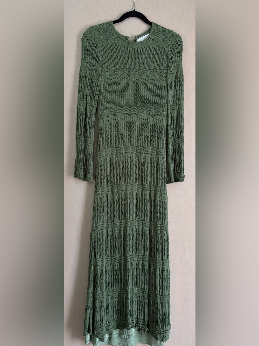 Long-Sleeve Olive Green Knit Maxi Dress